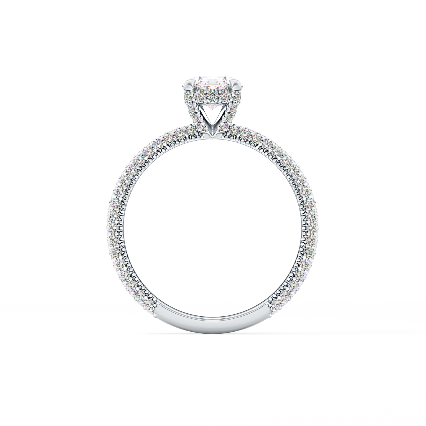 Oval Carat Hidden Halo & Pave Lab Grown Diamond Engagement Ring