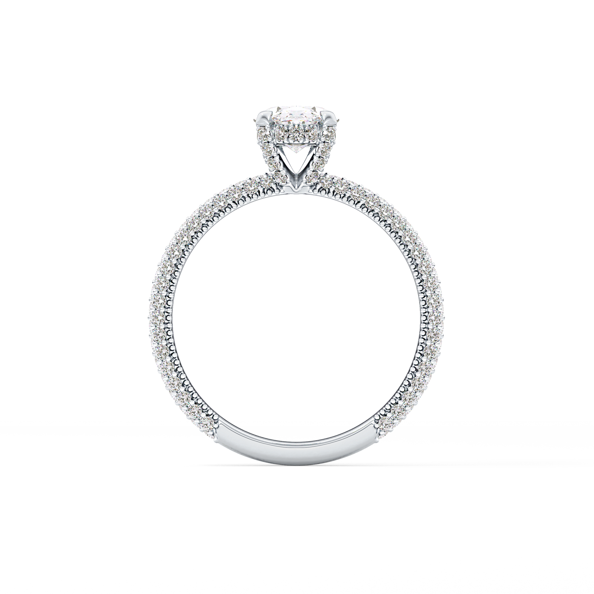 Oval Carat Hidden Halo & Pave Lab Grown Diamond Engagement Ring