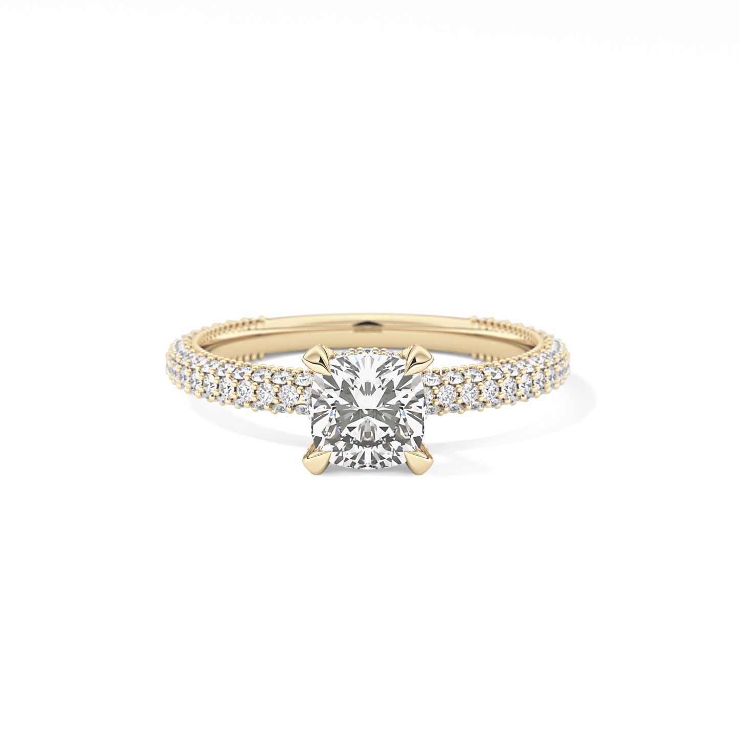 Cushion Hidden Halo & Pave Lab Grown Diamond Engagement Ring