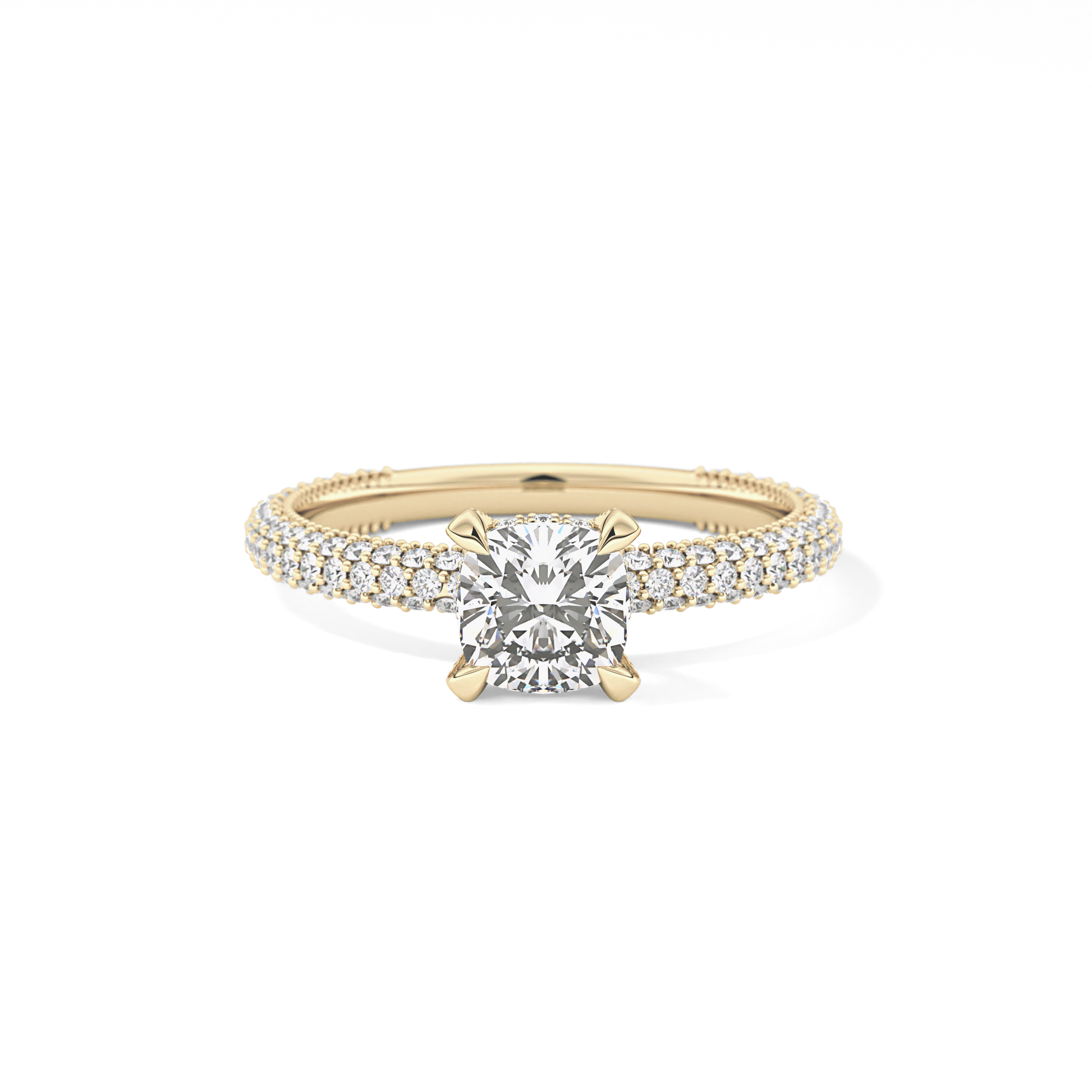 Cushion Hidden Halo & Pave Lab Grown Diamond Engagement Ring