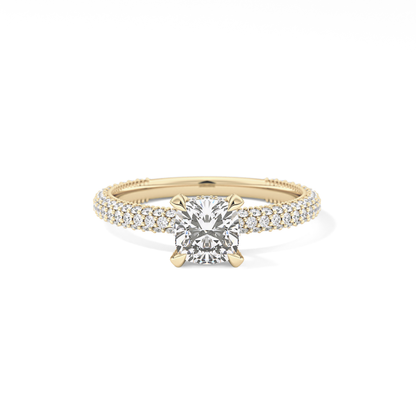 Cushion Hidden Halo & Pave Lab Grown Diamond Engagement Ring