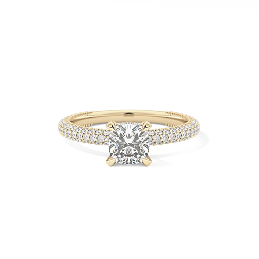 Cushion Hidden Halo & Pave Lab Grown Diamond Engagement Ring