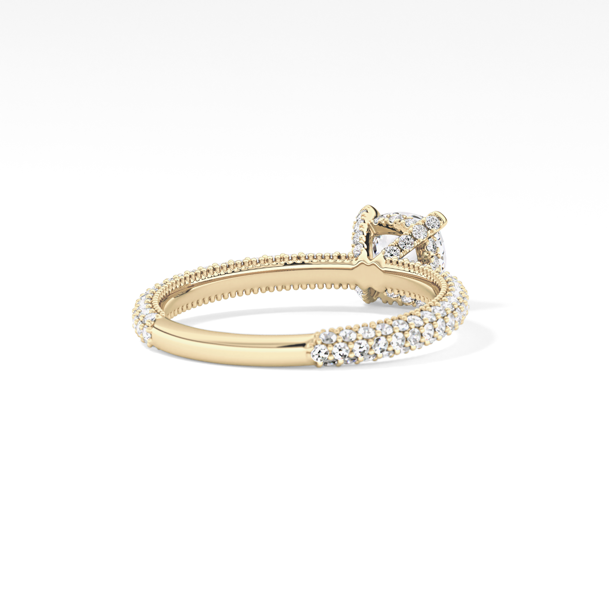 Cushion Hidden Halo & Pave Lab Grown Diamond Engagement Ring