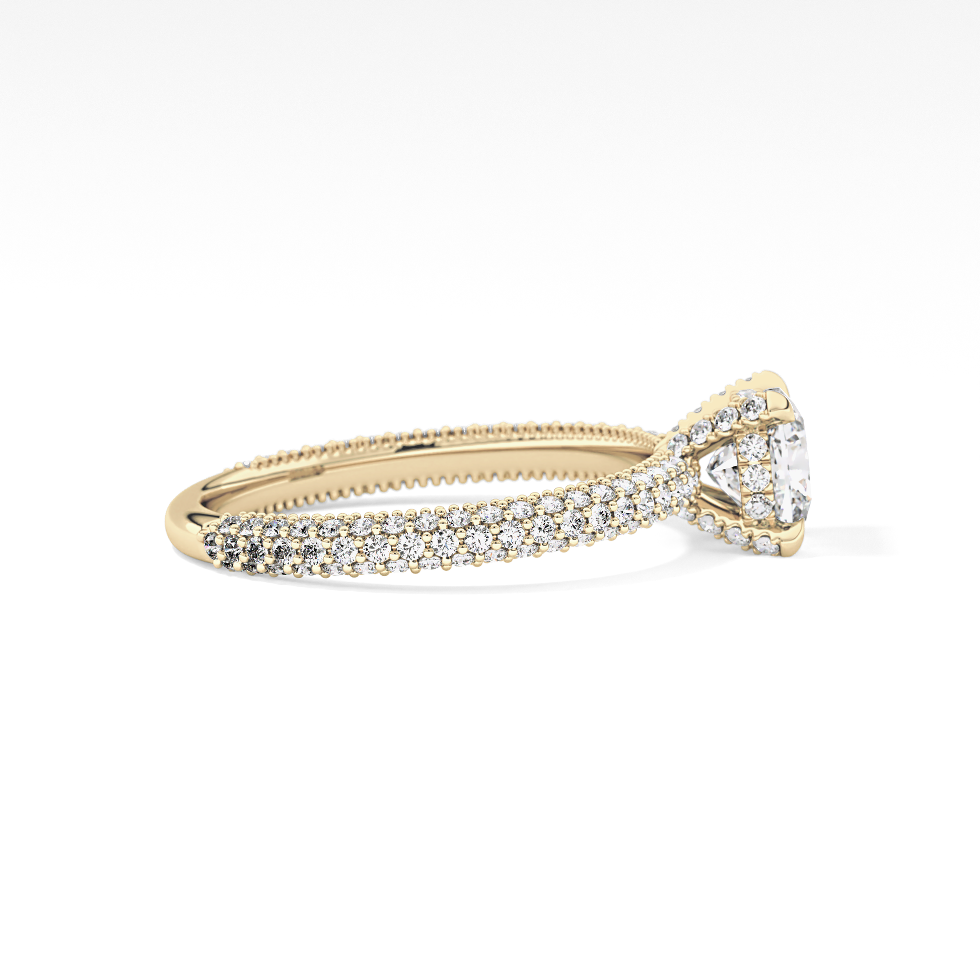 Cushion Hidden Halo & Pave Lab Grown Diamond Engagement Ring