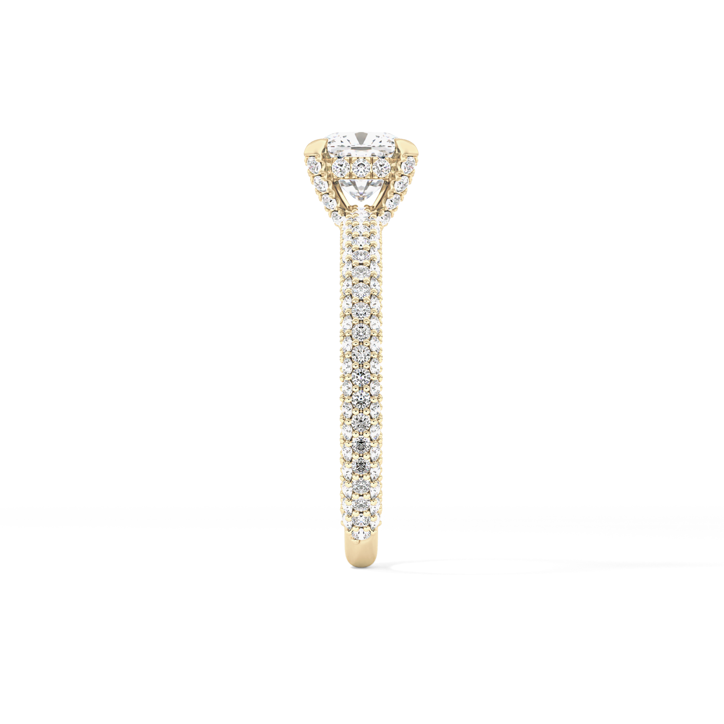 Cushion Hidden Halo & Pave Lab Grown Diamond Engagement Ring