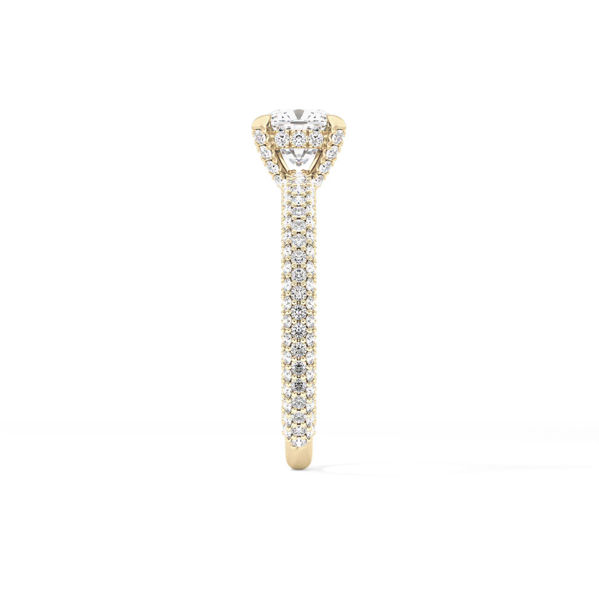 Cushion Hidden Halo & Pave Lab Grown Diamond Engagement Ring