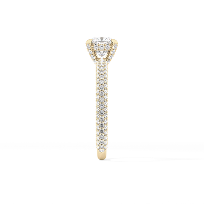 Cushion Hidden Halo & Pave Lab Grown Diamond Engagement Ring