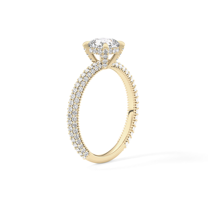 Cushion Hidden Halo & Pave Lab Grown Diamond Engagement Ring
