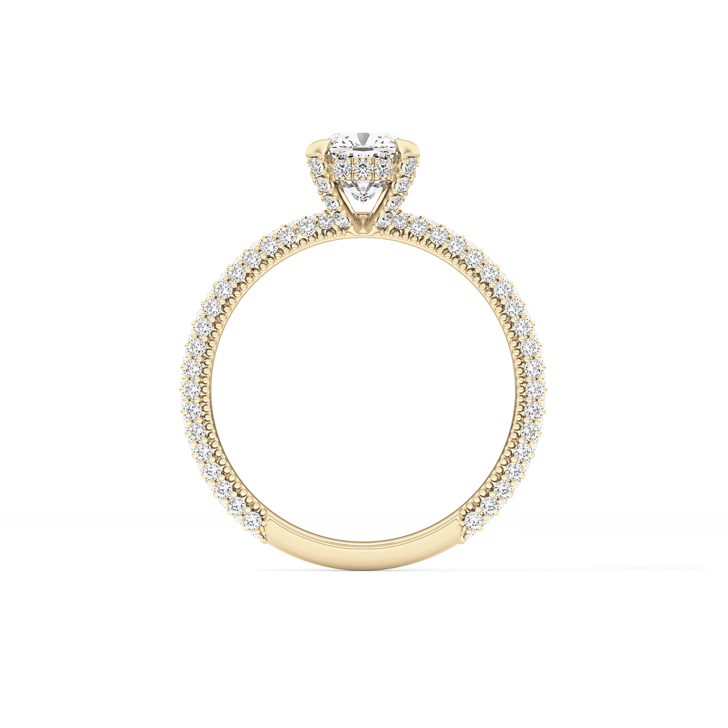 Cushion Hidden Halo & Pave Lab Grown Diamond Engagement Ring