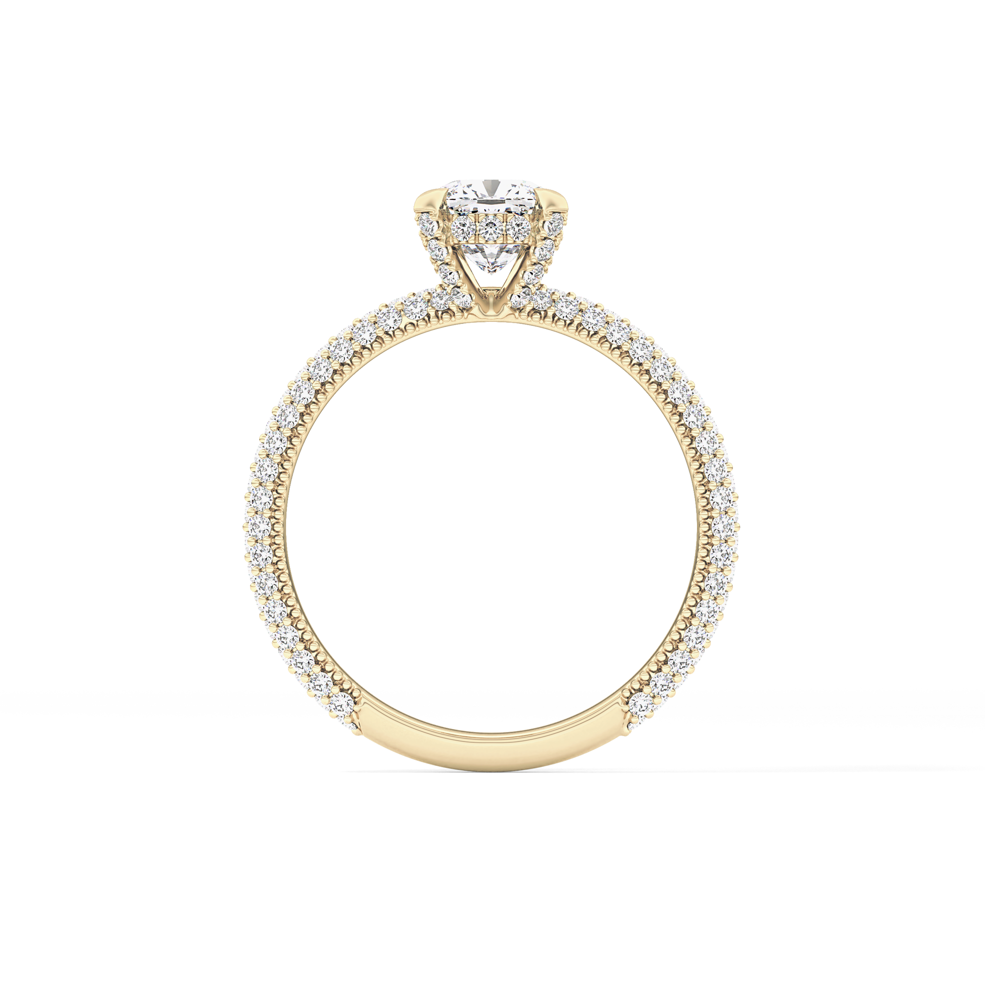 Cushion Hidden Halo & Pave Lab Grown Diamond Engagement Ring