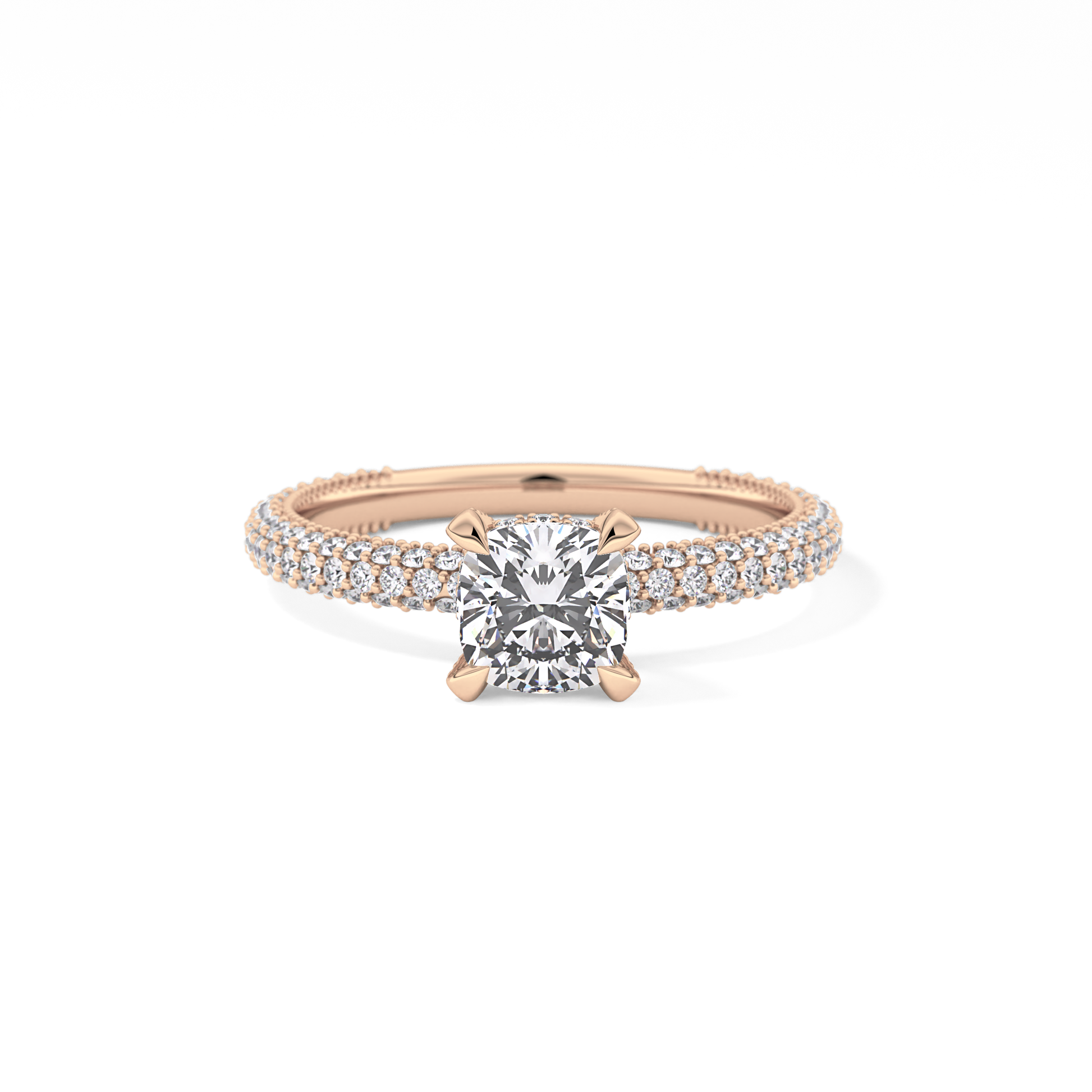 Cushion Hidden Halo & Pave Lab Grown Diamond Engagement Ring
