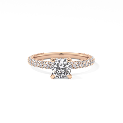 Cushion Hidden Halo & Pave Lab Grown Diamond Engagement Ring