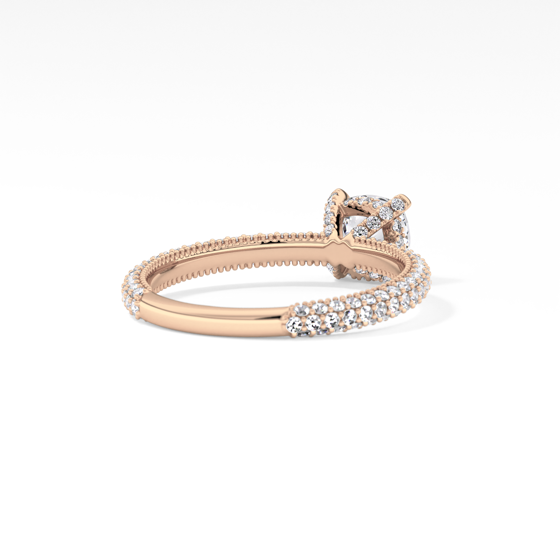 Cushion Hidden Halo & Pave Lab Grown Diamond Engagement Ring