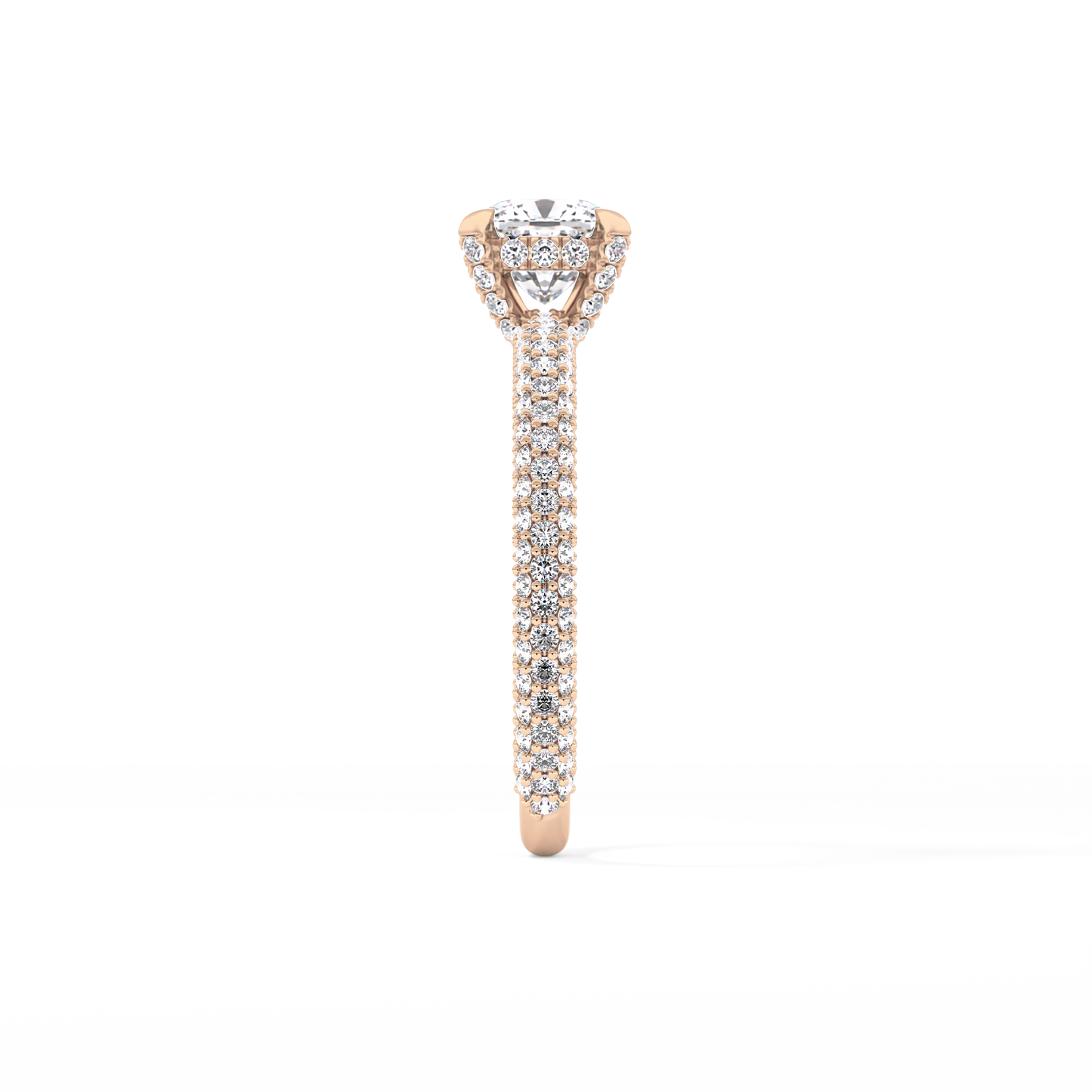 Cushion Hidden Halo & Pave Lab Grown Diamond Engagement Ring