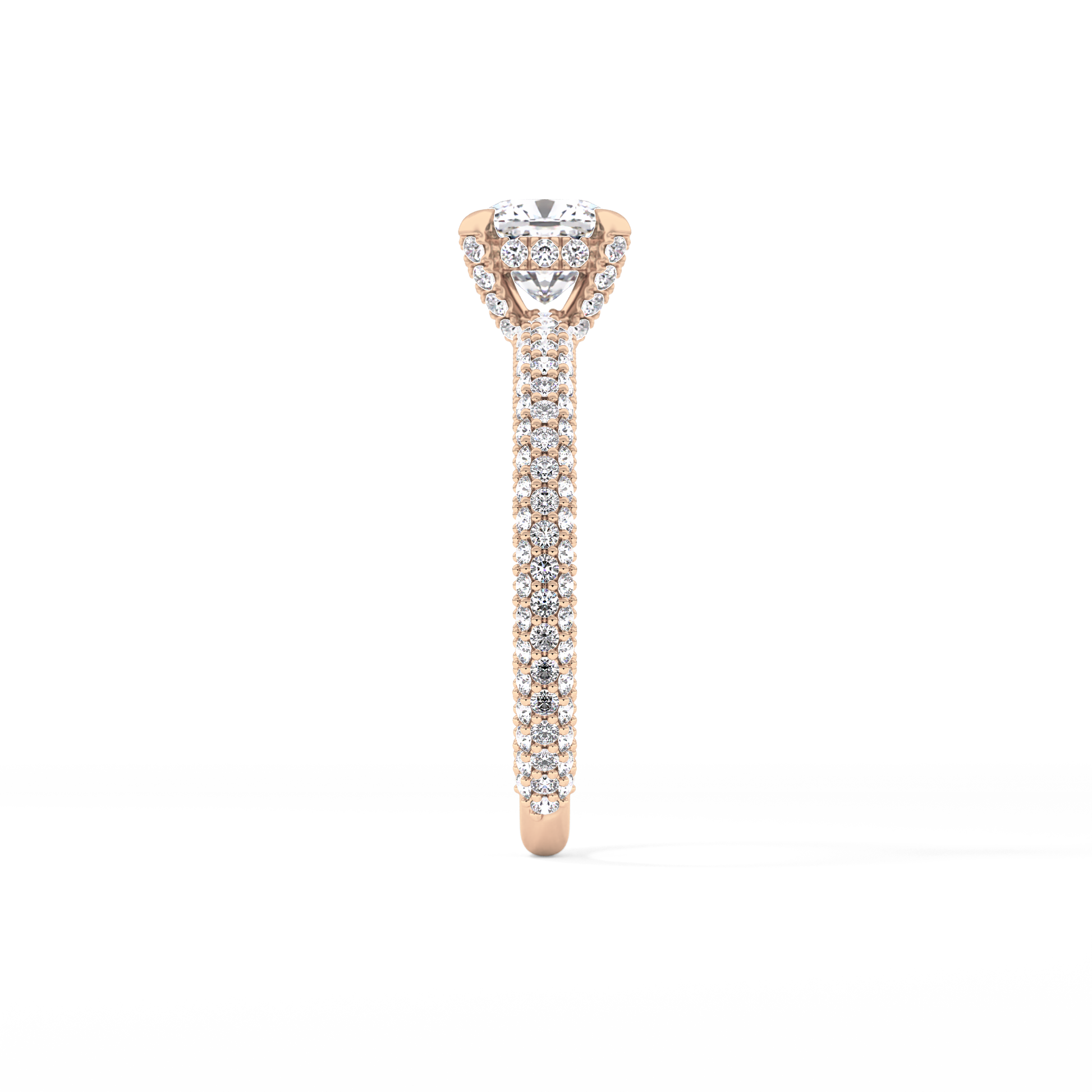 Cushion Hidden Halo & Pave Lab Grown Diamond Engagement Ring