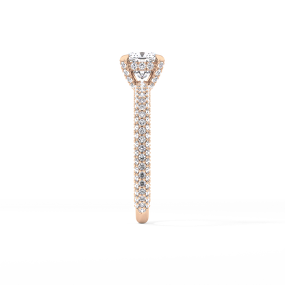 Cushion Hidden Halo & Pave Lab Grown Diamond Engagement Ring