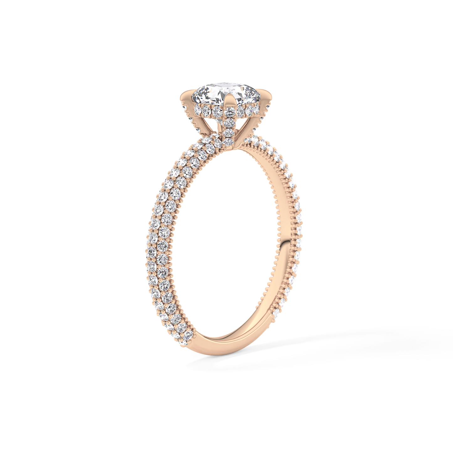 Cushion Hidden Halo & Pave Lab Grown Diamond Engagement Ring