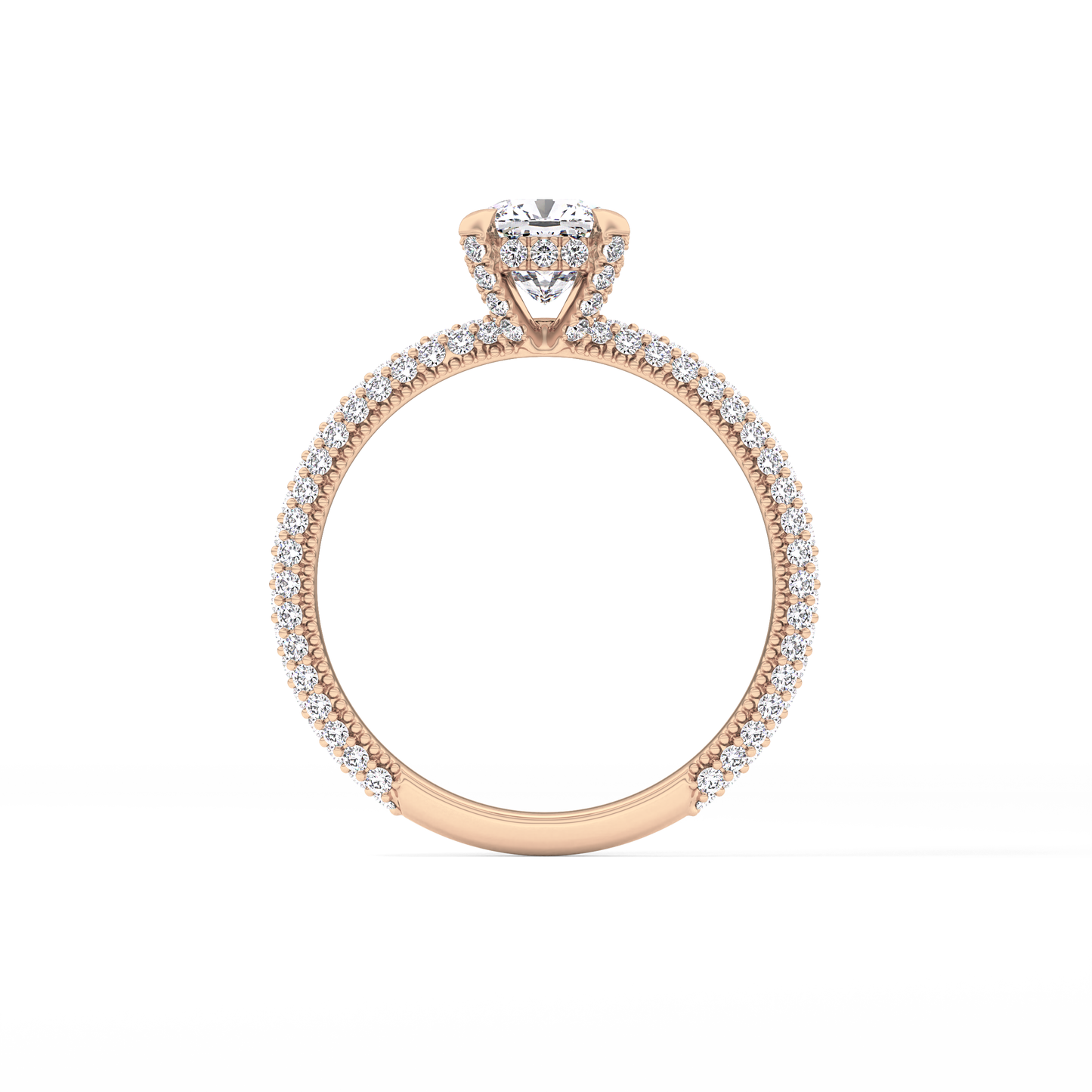 Cushion Hidden Halo & Pave Lab Grown Diamond Engagement Ring