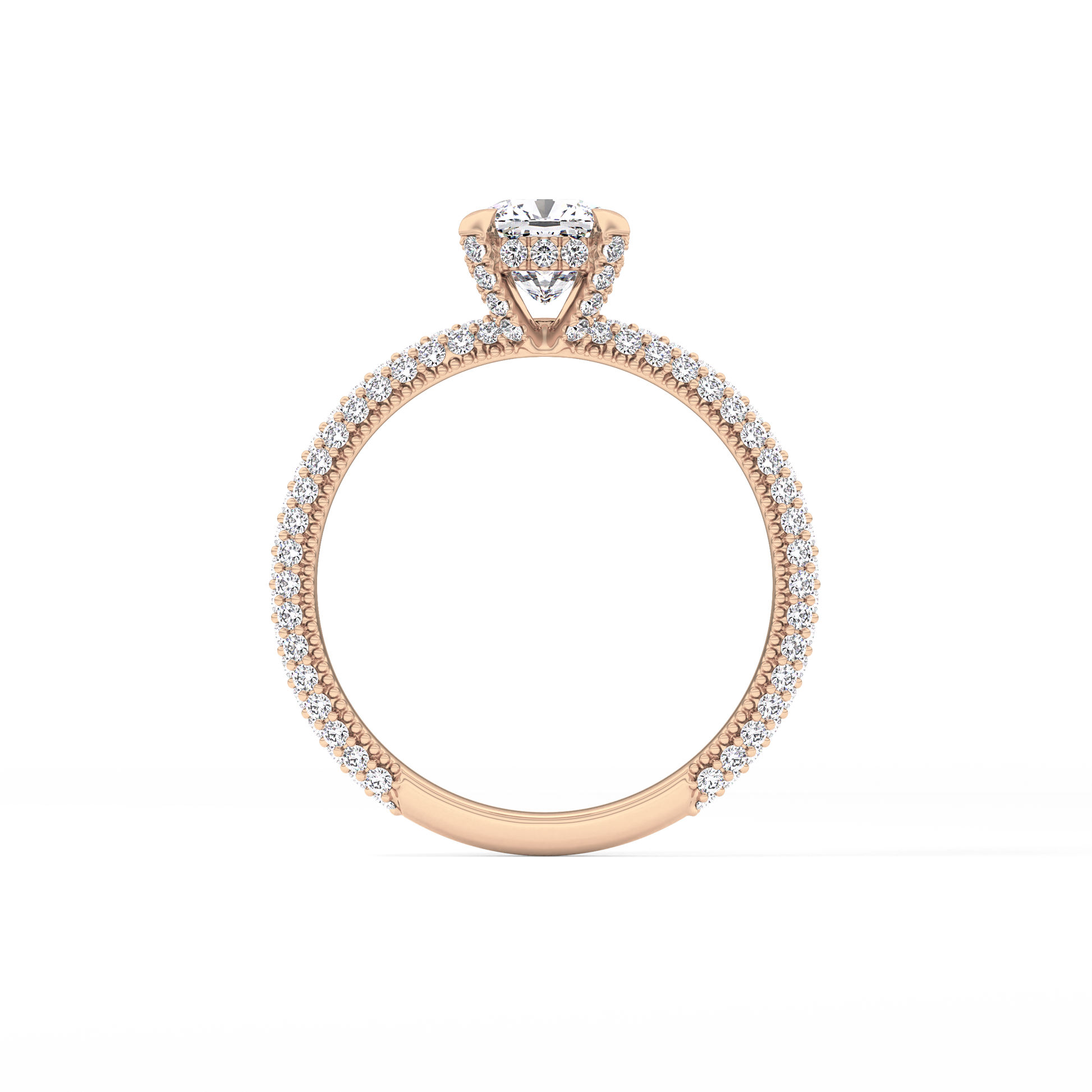 Cushion Hidden Halo & Pave Lab Grown Diamond Engagement Ring