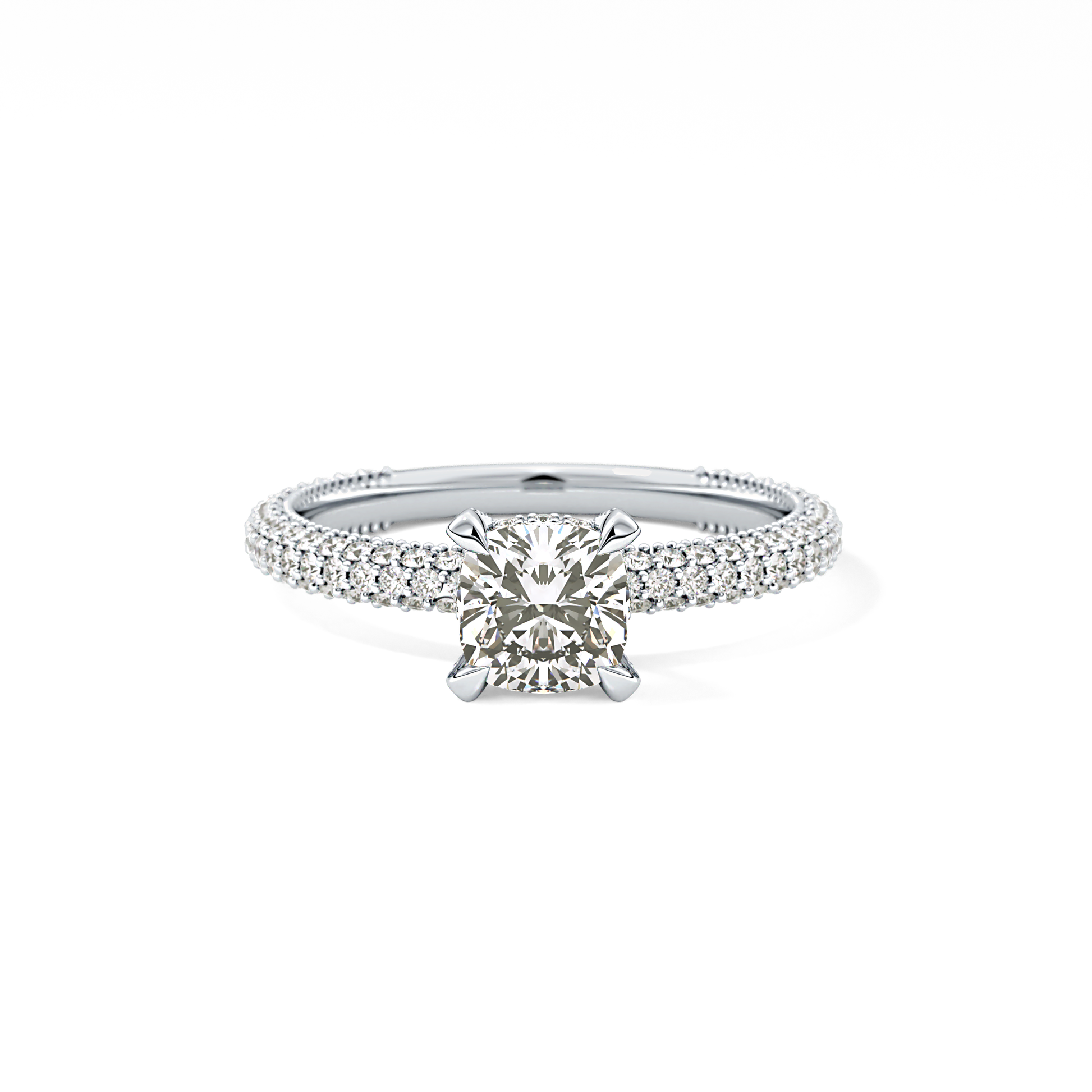 Cushion Hidden Halo & Pave Lab Grown Diamond Engagement Ring