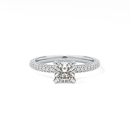 Cushion Hidden Halo & Pave Lab Grown Diamond Engagement Ring