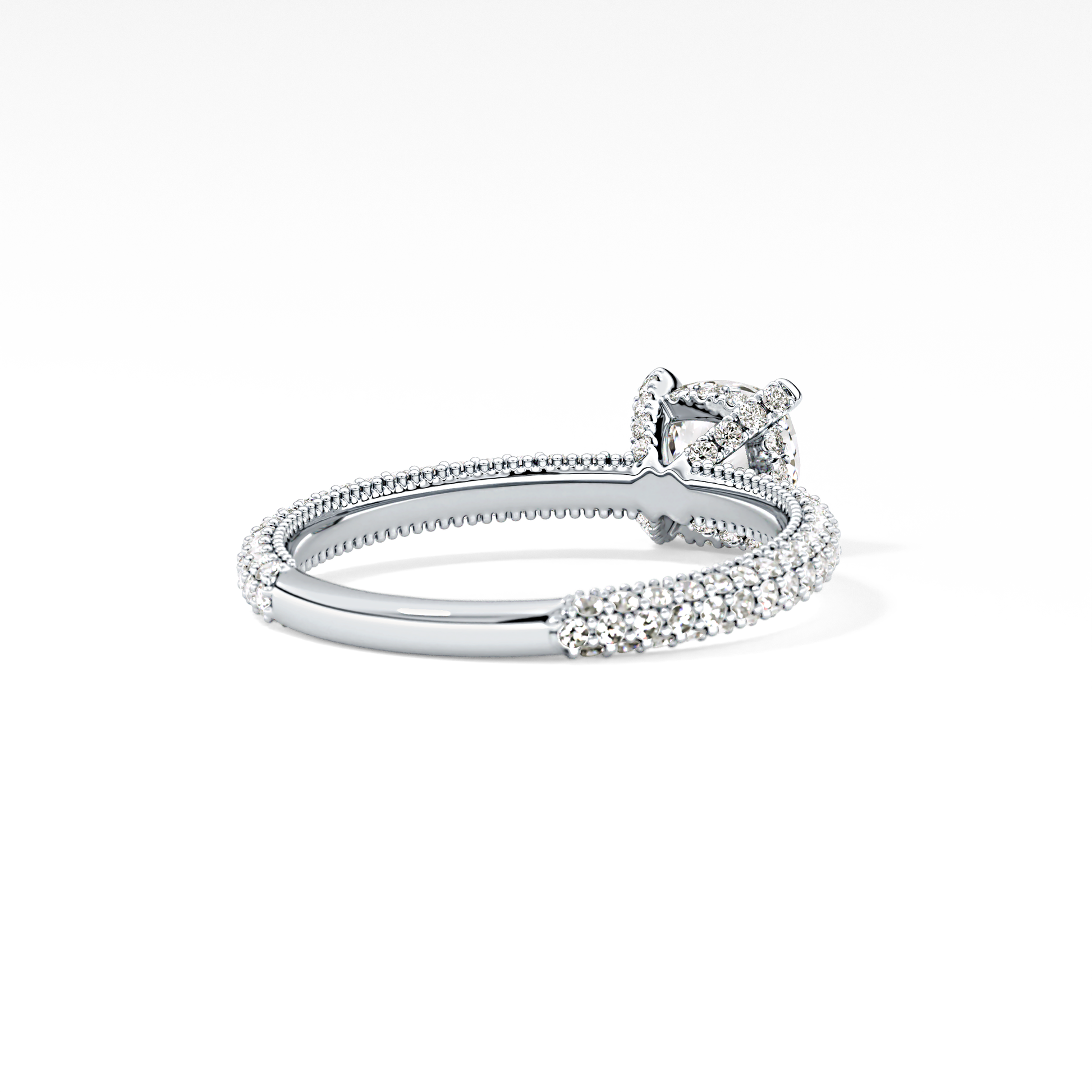 Cushion Hidden Halo & Pave Lab Grown Diamond Engagement Ring