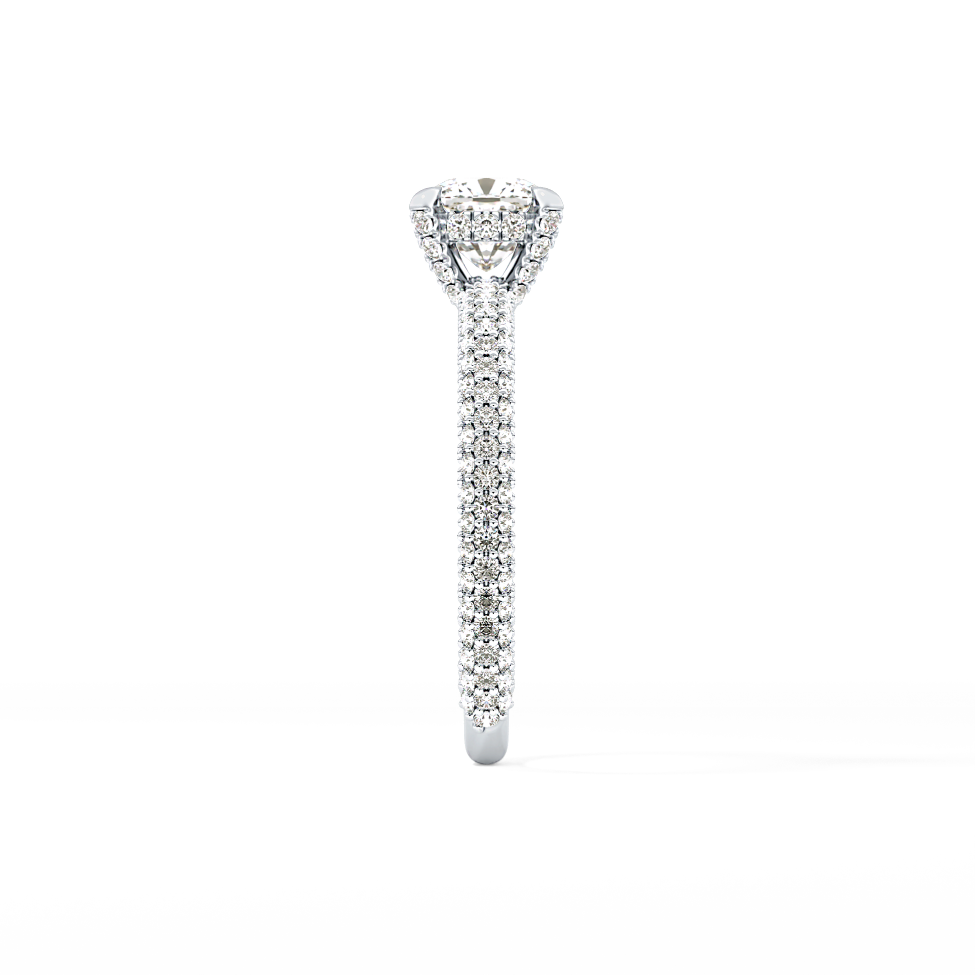 Cushion Hidden Halo & Pave Lab Grown Diamond Engagement Ring