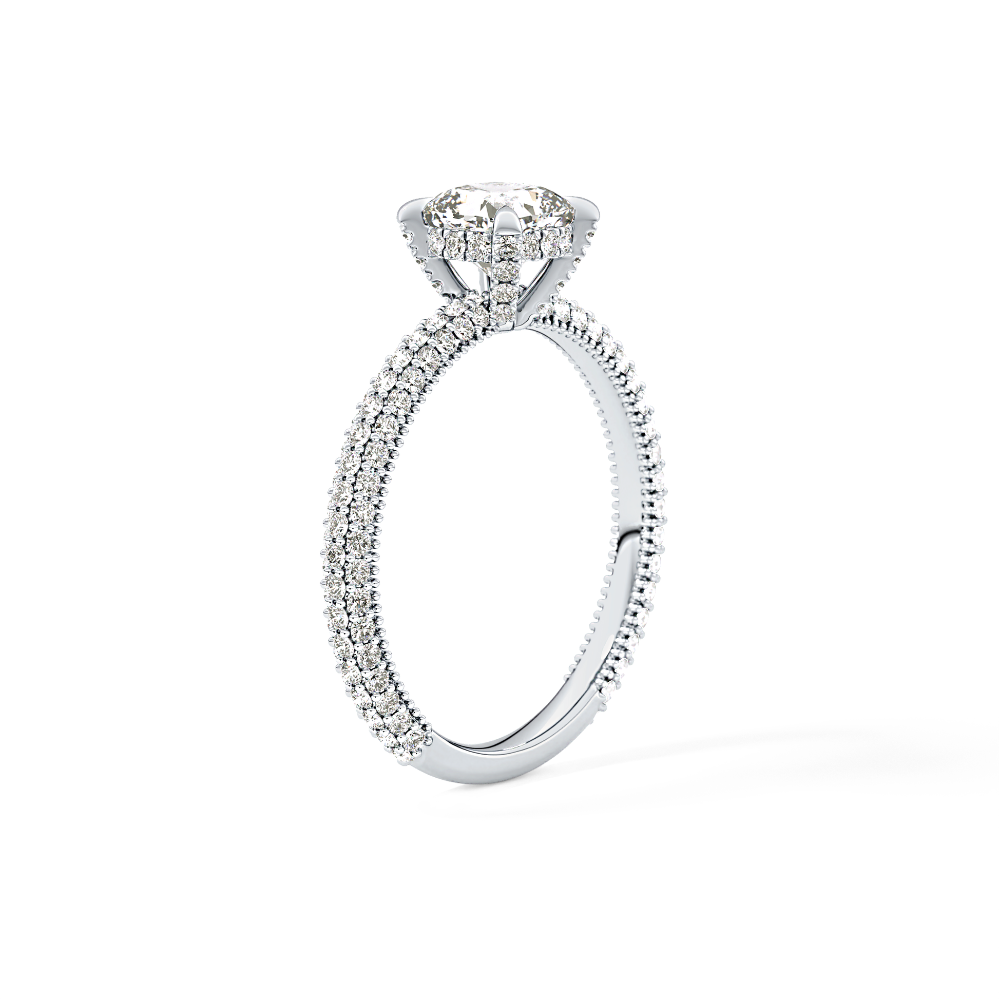 Cushion Hidden Halo & Pave Lab Grown Diamond Engagement Ring