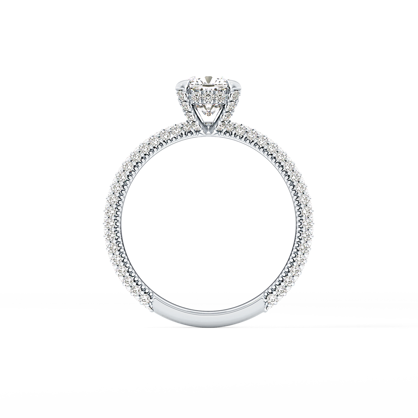 Cushion Hidden Halo & Pave Lab Grown Diamond Engagement Ring