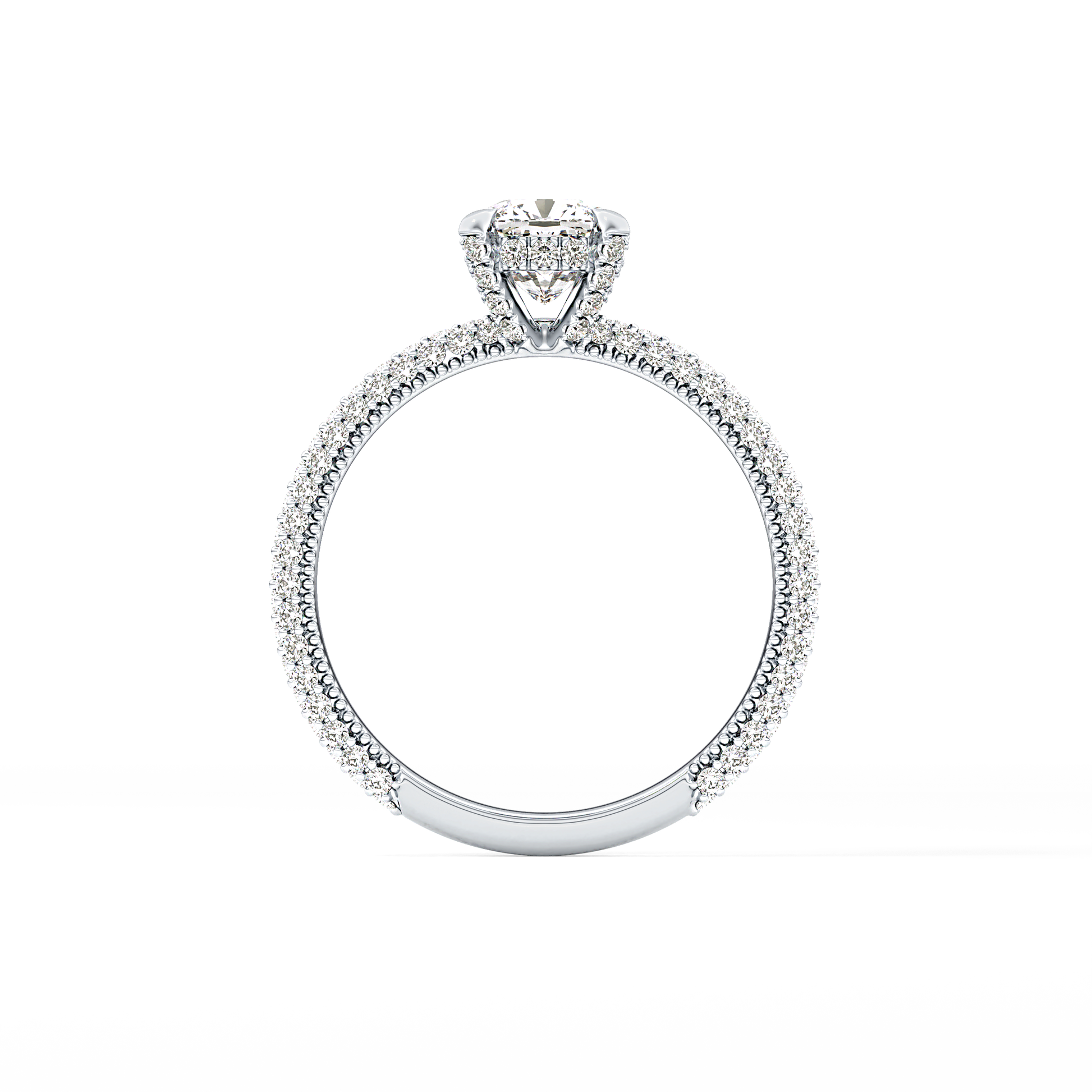 Cushion Hidden Halo & Pave Lab Grown Diamond Engagement Ring