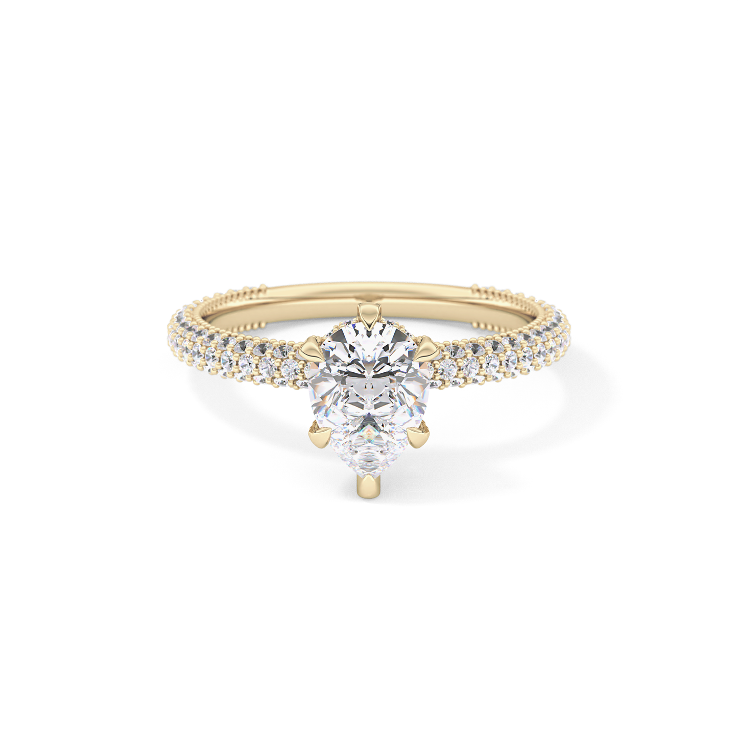 Pear Carat Hidden Halo & Pave Lab Grown Diamond Engagement Ring
