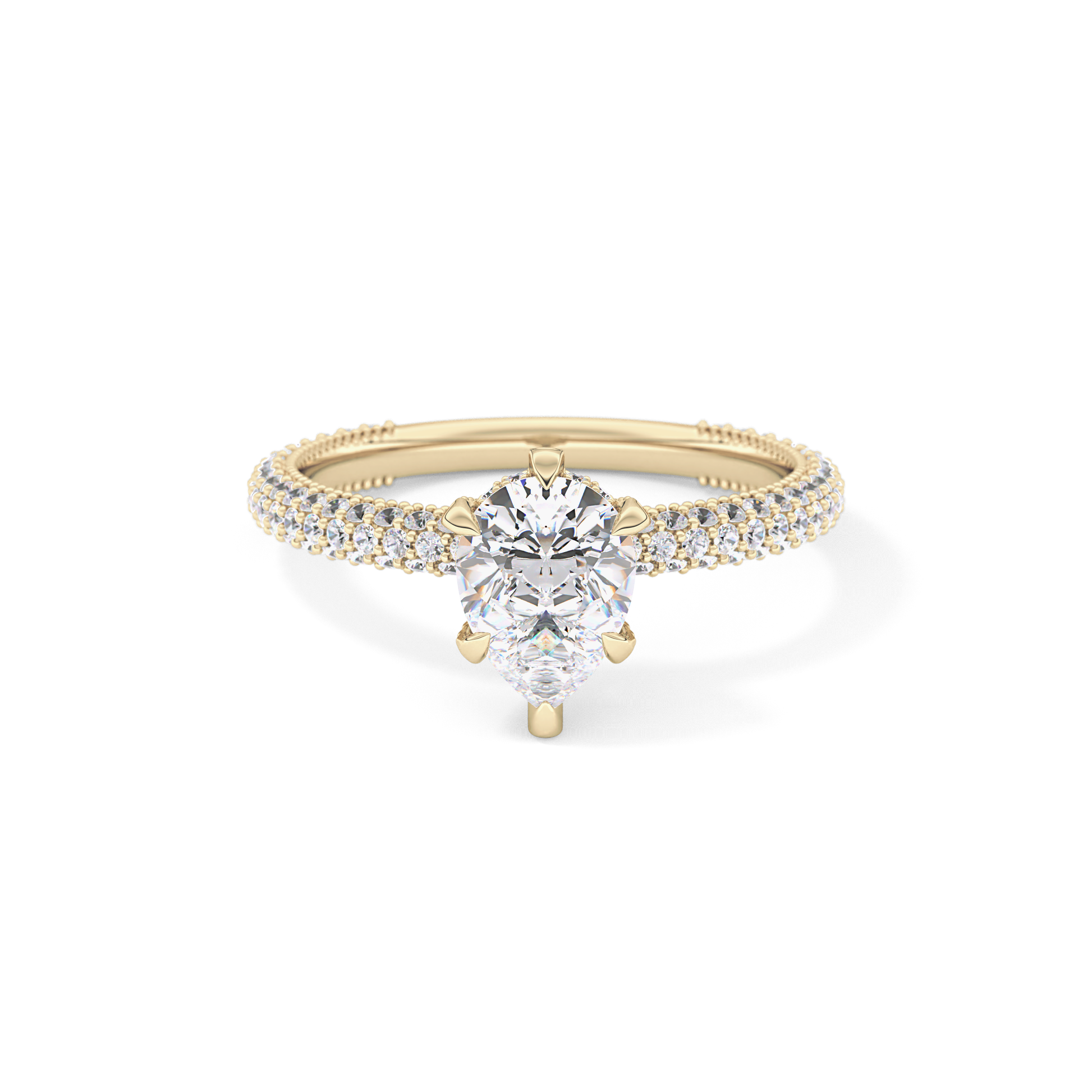 Pear Carat Hidden Halo & Pave Lab Grown Diamond Engagement Ring