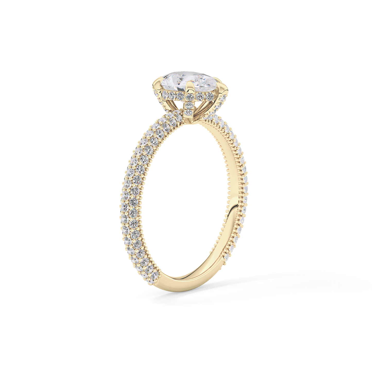 Pear Carat Hidden Halo & Pave Lab Grown Diamond Engagement Ring