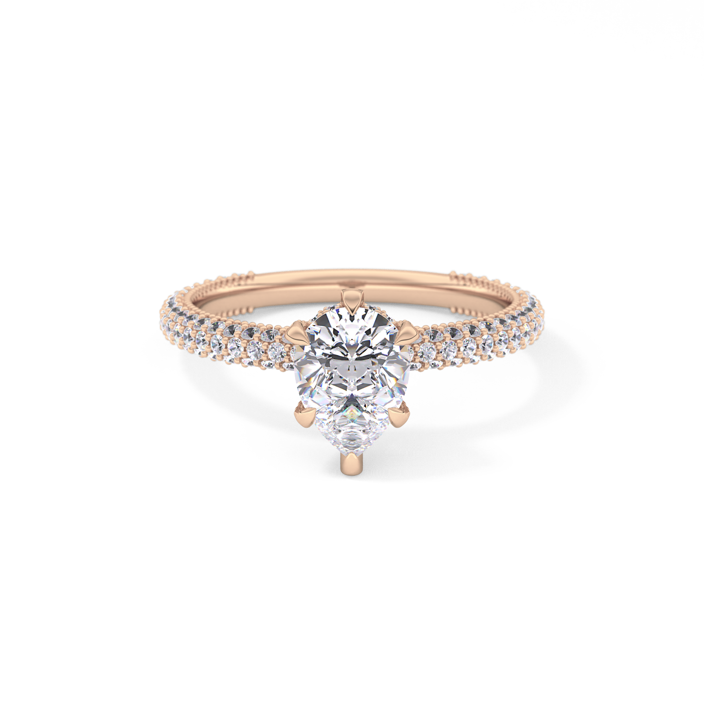 Pear Carat Hidden Halo & Pave Lab Grown Diamond Engagement Ring