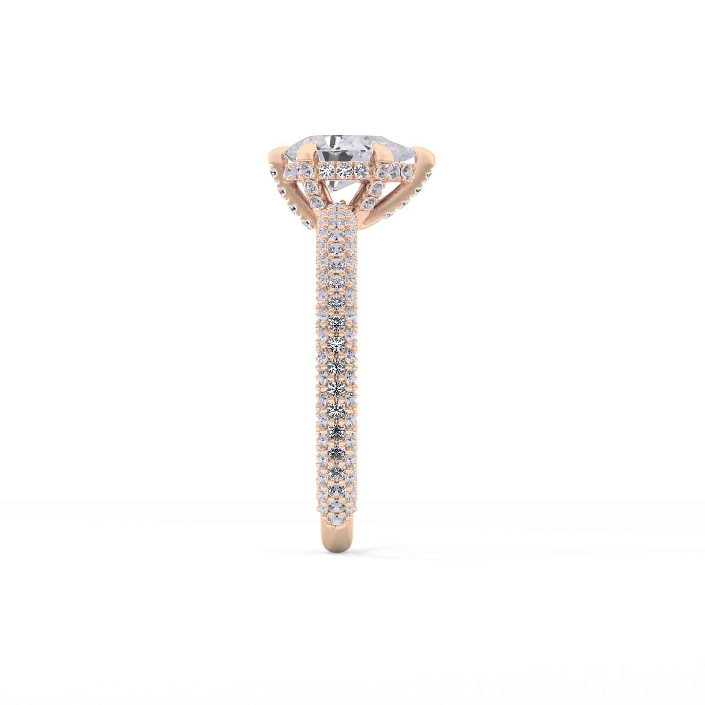 Pear Carat Hidden Halo & Pave Lab Grown Diamond Engagement Ring