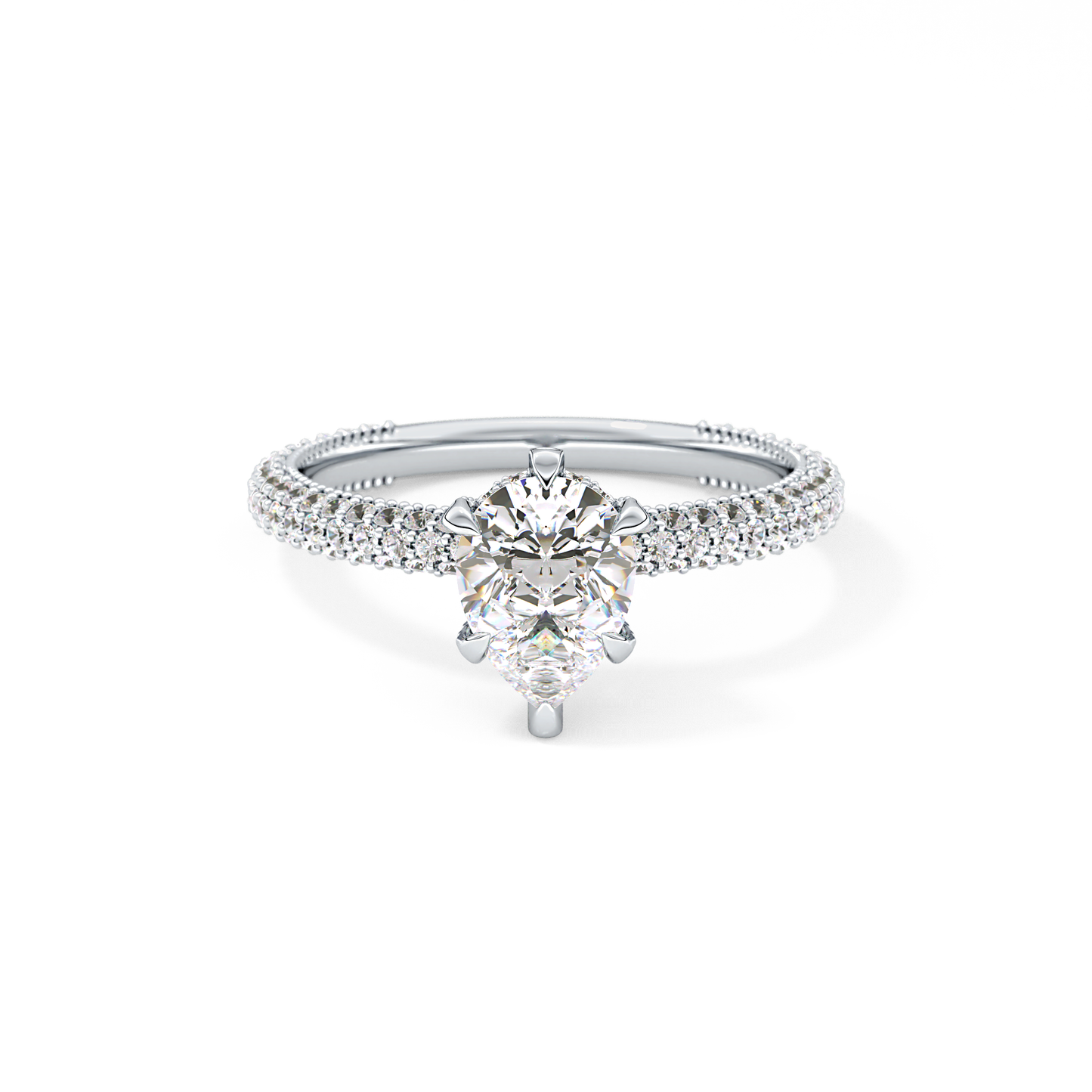 Pear Carat Hidden Halo & Pave Lab Grown Diamond Engagement Ring