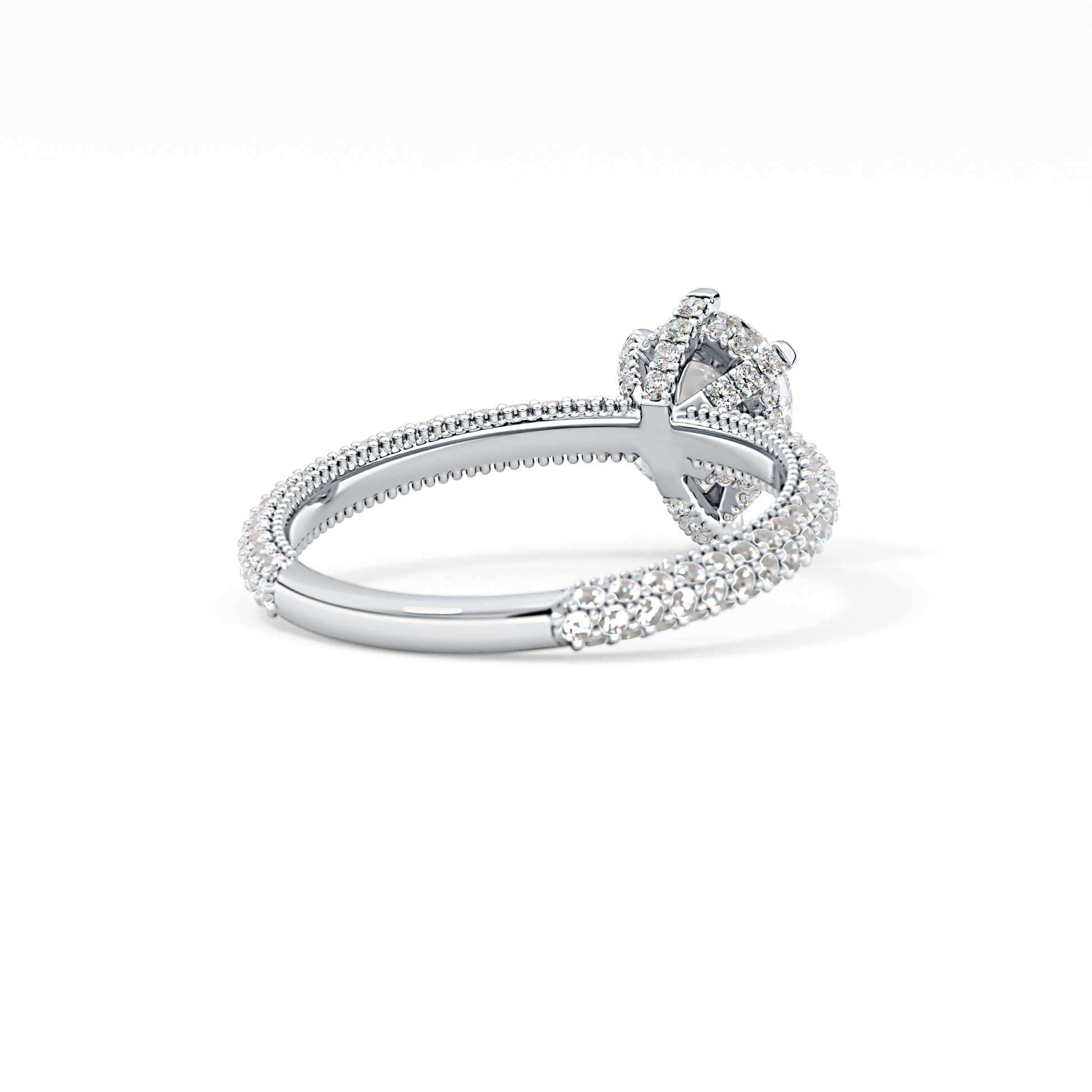 Pear Carat Hidden Halo & Pave Lab Grown Diamond Engagement Ring
