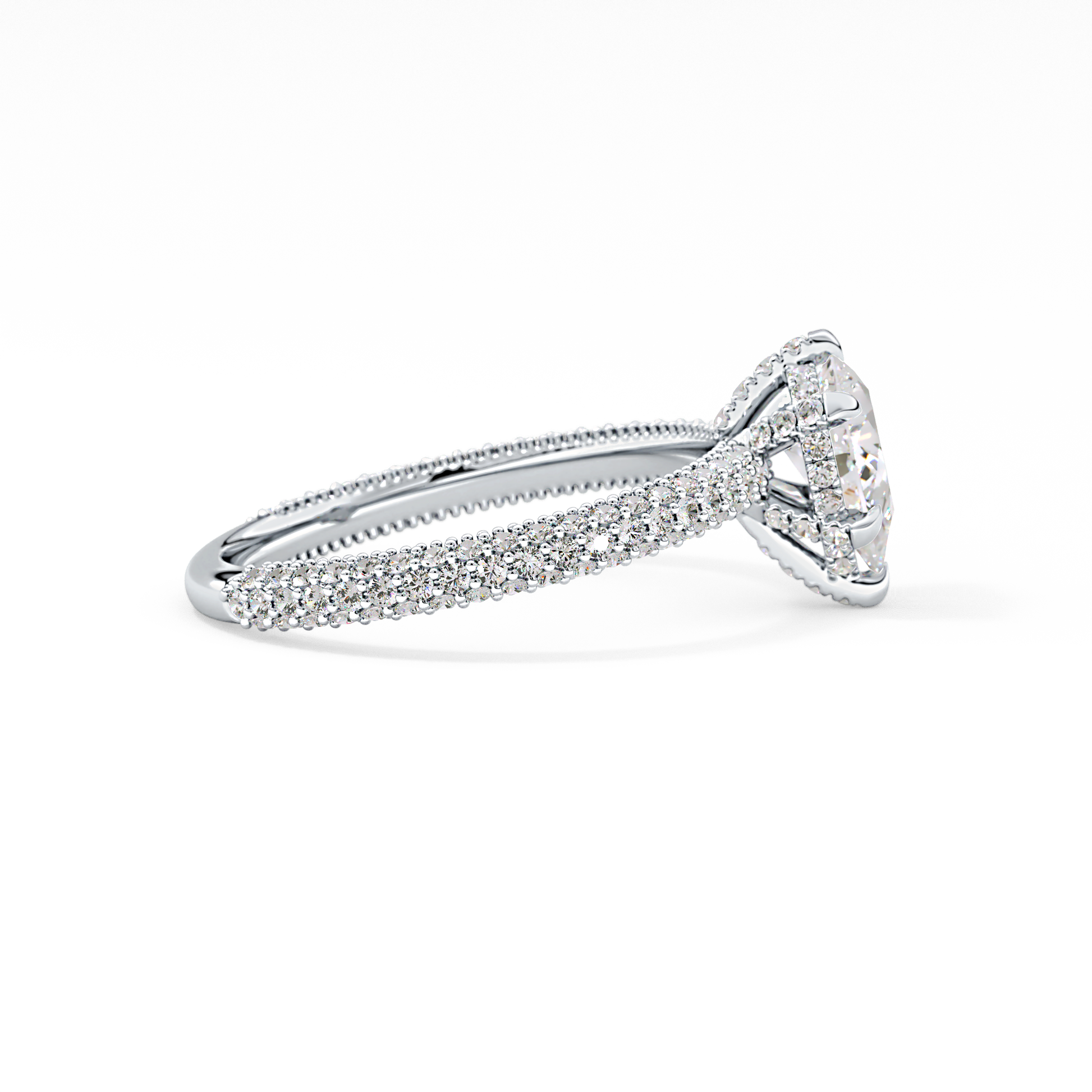 Pear Carat Hidden Halo & Pave Lab Grown Diamond Engagement Ring