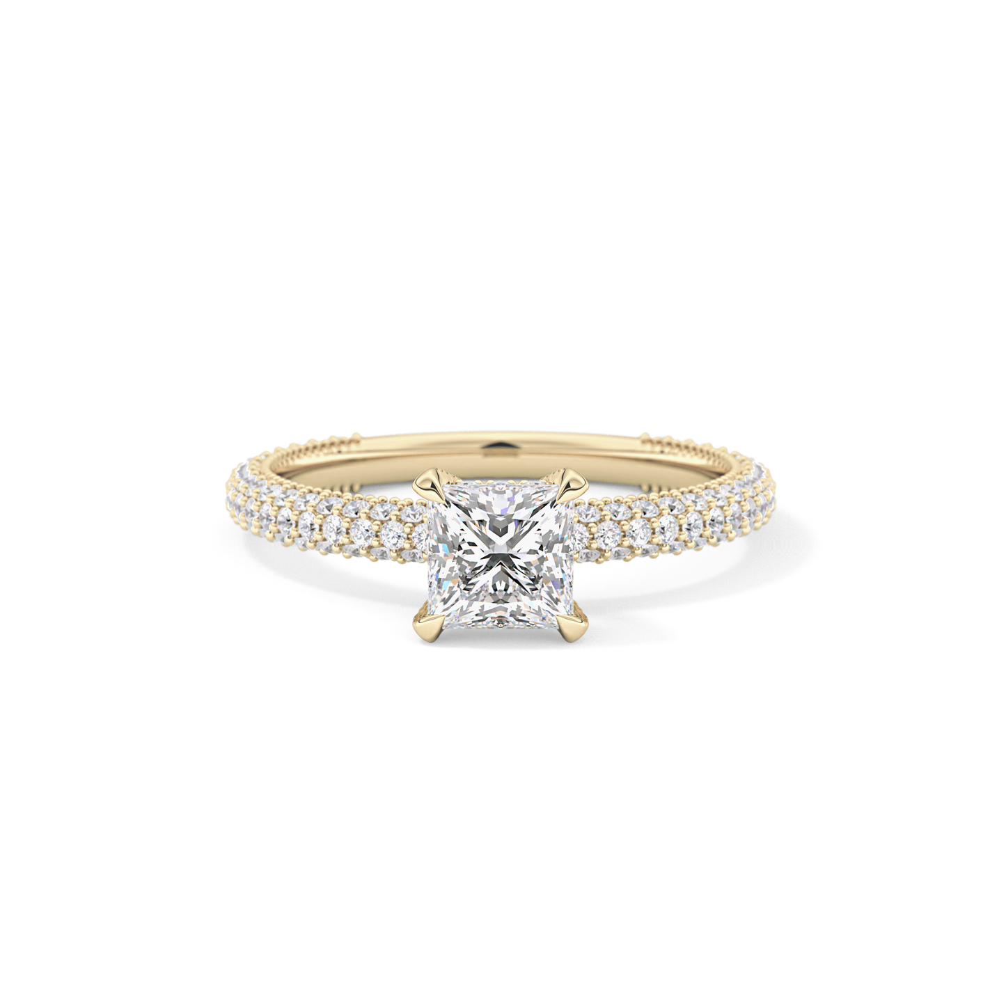 Princess Hidden Halo & Pave Lab Grown Diamond Engagement Ring