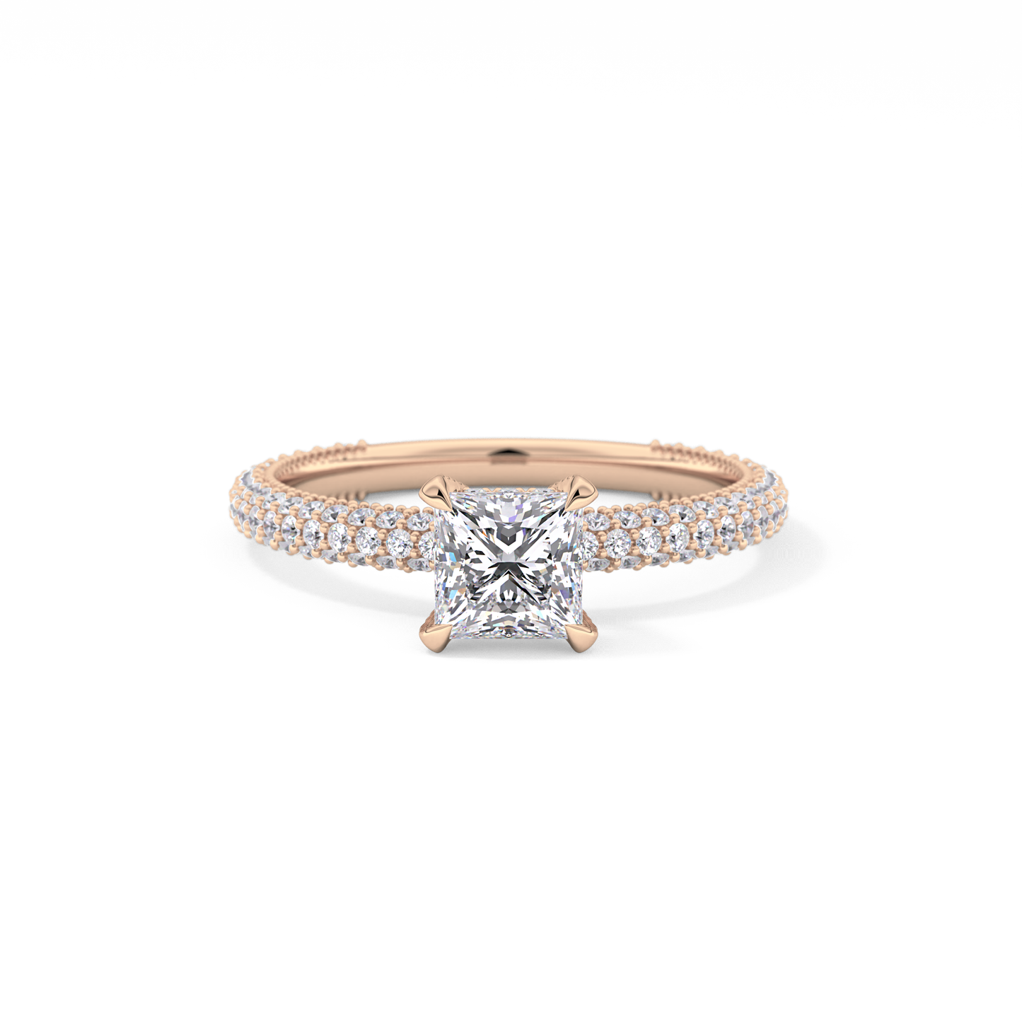 Princess Hidden Halo & Pave Lab Grown Diamond Engagement Ring