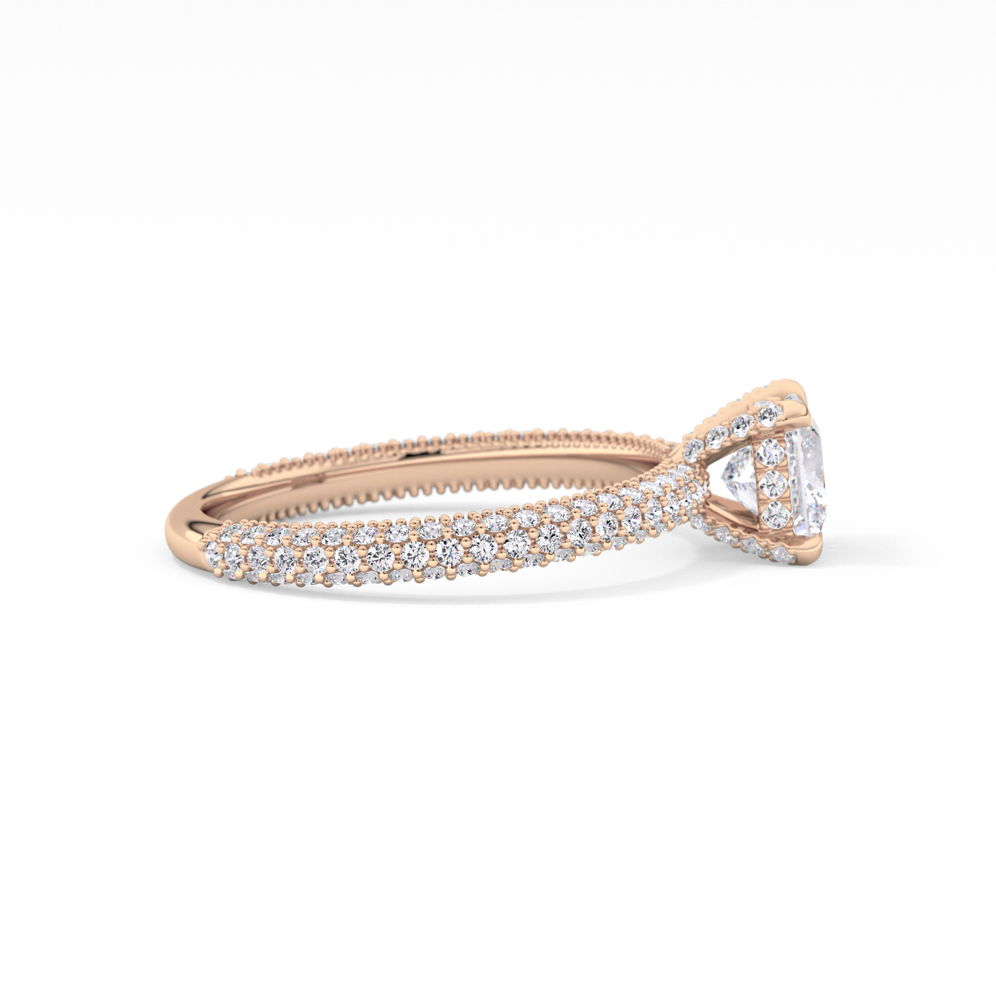 Princess Hidden Halo & Pave Lab Grown Diamond Engagement Ring