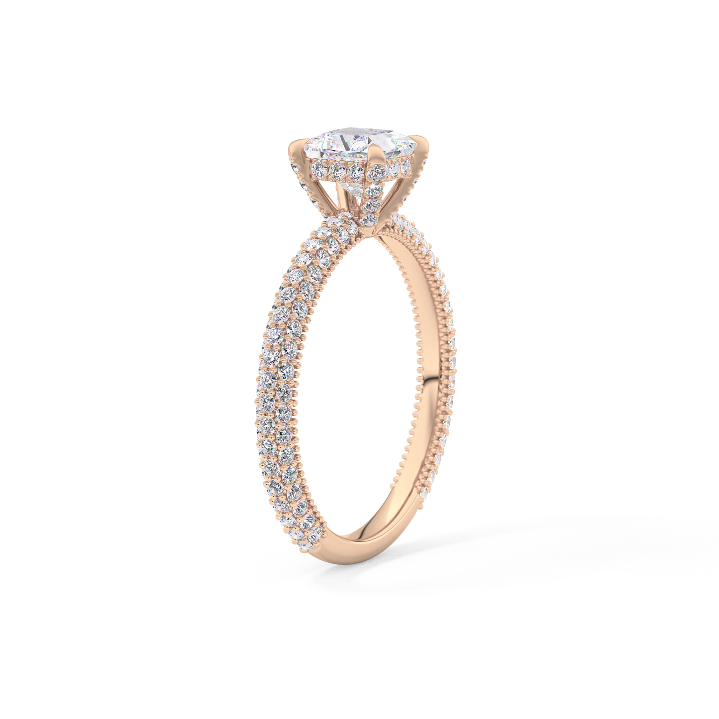 Princess Hidden Halo & Pave Lab Grown Diamond Engagement Ring