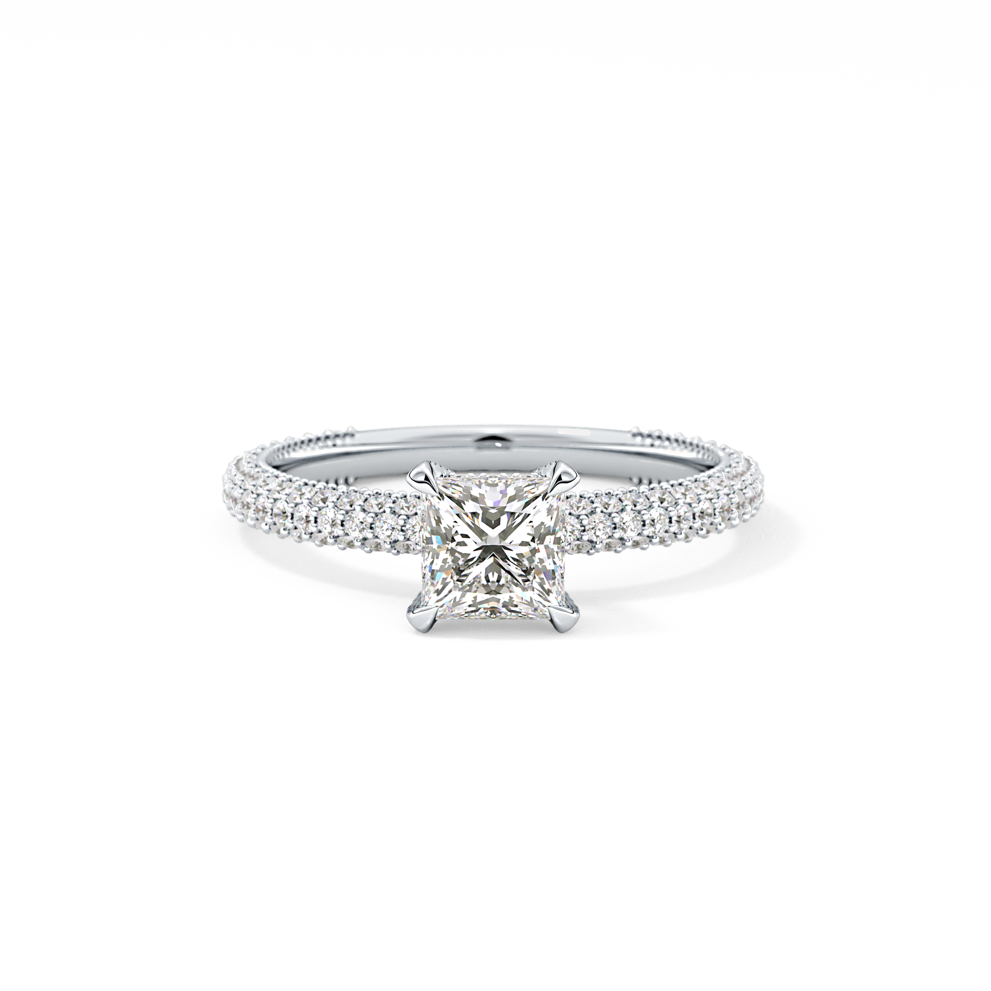 Princess Hidden Halo & Pave Lab Grown Diamond Engagement Ring