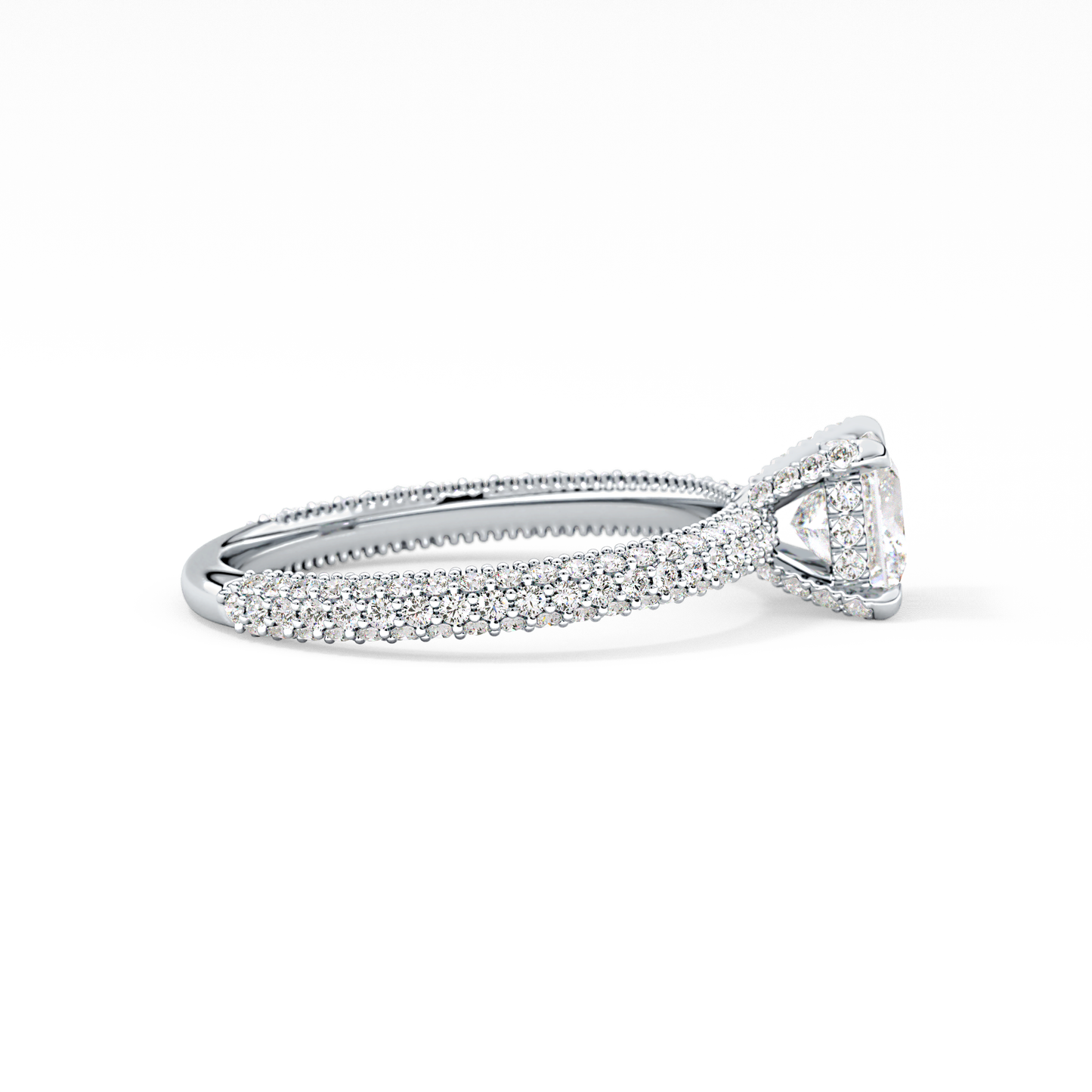 Princess Hidden Halo & Pave Lab Grown Diamond Engagement Ring