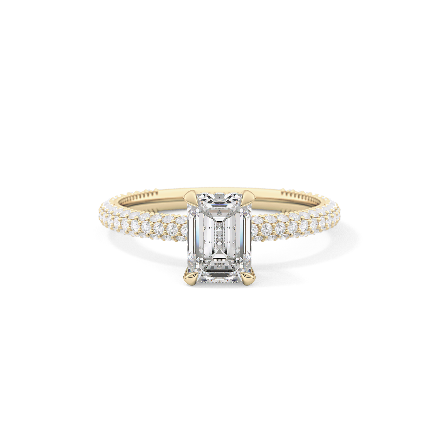 Emerald Hidden Halo & Pave Lab Grown Diamond Engagement Ring