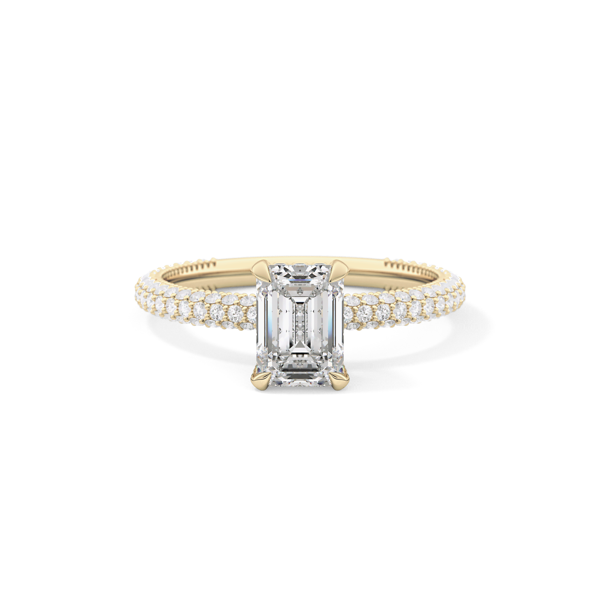 Emerald Hidden Halo & Pave Lab Grown Diamond Engagement Ring