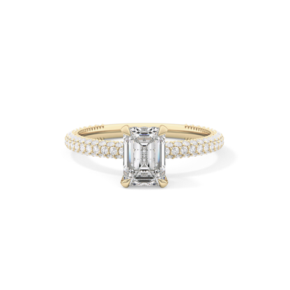 Emerald Hidden Halo & Pave Lab Grown Diamond Engagement Ring