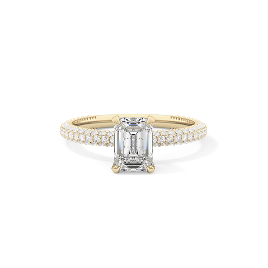 Emerald Hidden Halo & Pave Lab Grown Diamond Engagement Ring