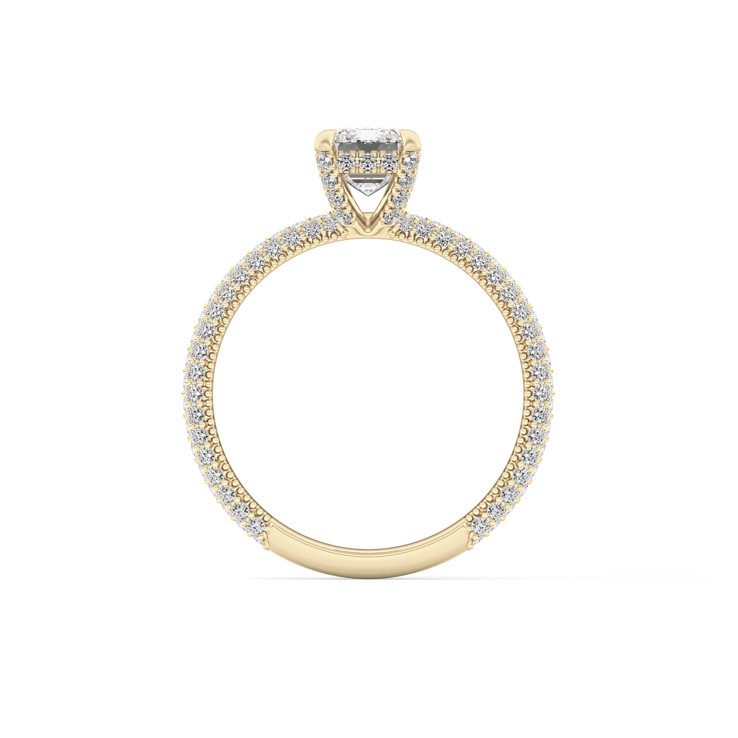 Emerald Hidden Halo & Pave Lab Grown Diamond Engagement Ring