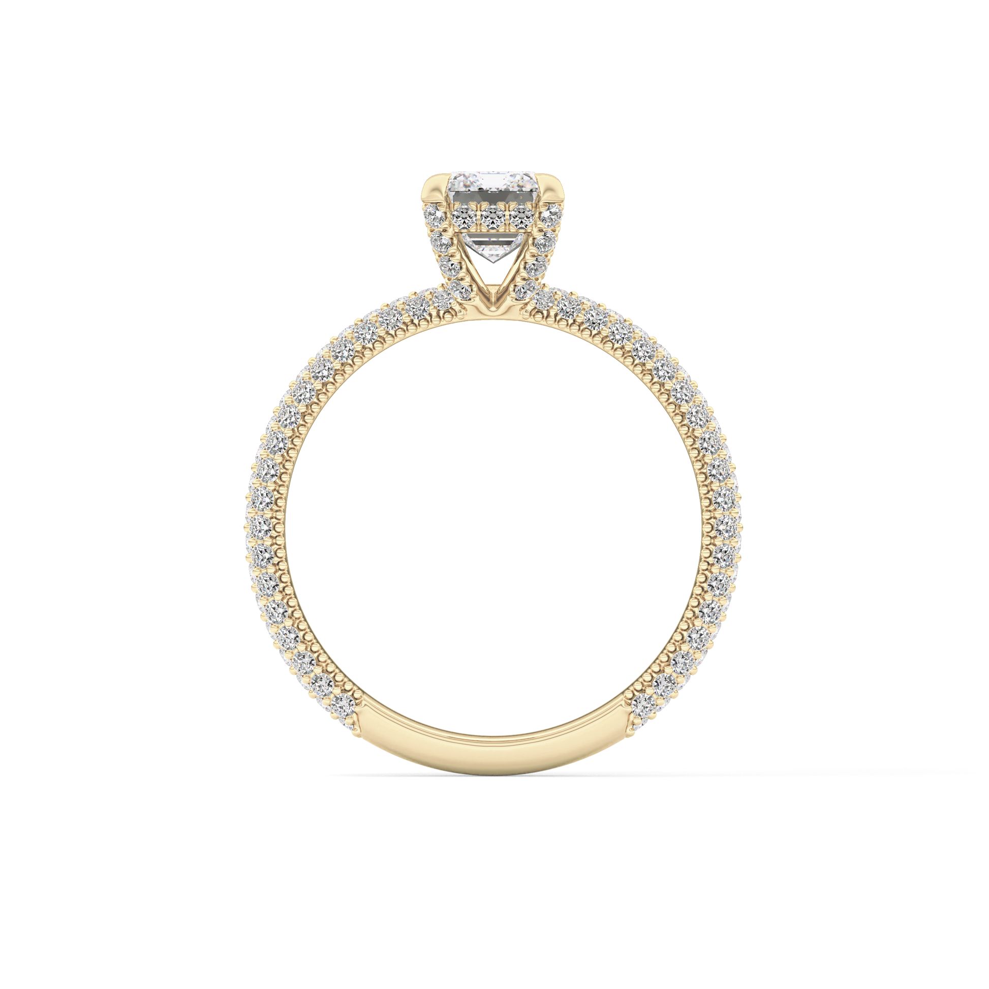 Emerald Hidden Halo & Pave Lab Grown Diamond Engagement Ring